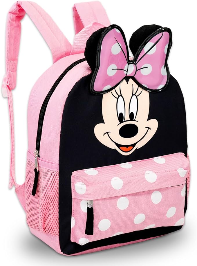 Disney Minnie Mouse Mini Backpack with Lunch Box Set - Bundle of 12" Backpack, Lunch Bag, Stickers, Water Bottle, More | Toddler Minnie School Supplies