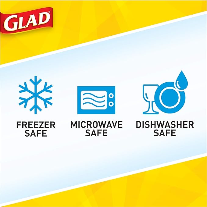 Glad GladWare To Go Snack Food Storage Containers with Lids, Medium Rectangle No BPA Plastic with Built-In Dressing Cup for Salads and Snacks, Microwave Dishwasher Safe, 24 Oz, 4 Count