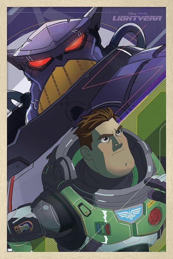 Trends International Disney Pixar Lightyear - Buzz and Zurg Wall Poster, 34L x 22.4W, Blonde Framed Version