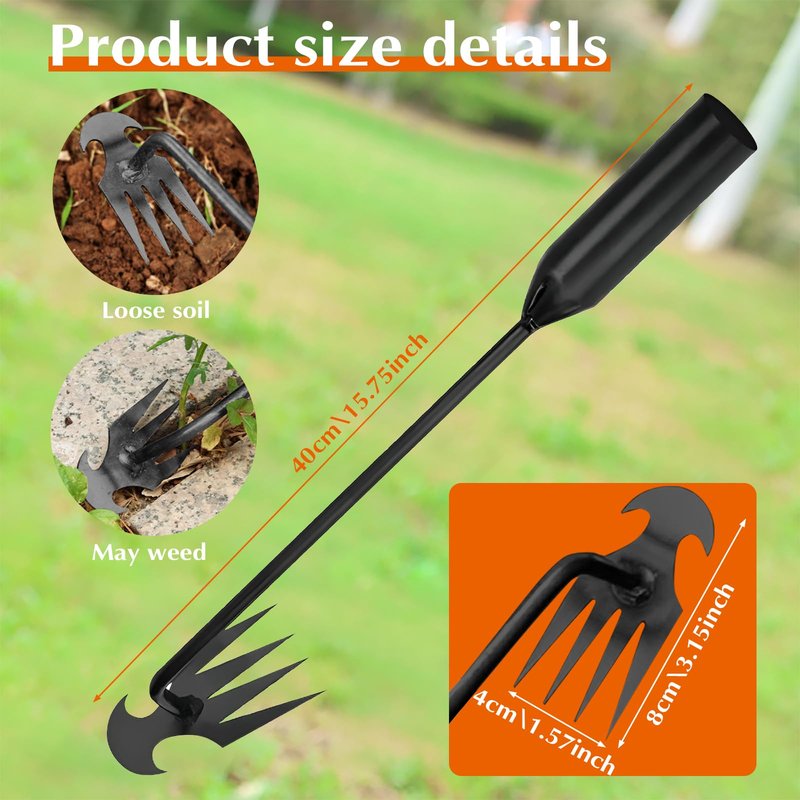 Weed Puller Tool Garden Weed Pulling Tool,Portable Garden Weeding Tool,4 Teeth Manganese Steel Forged Hand Weeder for Vegetable Gardening Backyard Farm Planting & Weeding,Ideal for Gardening
