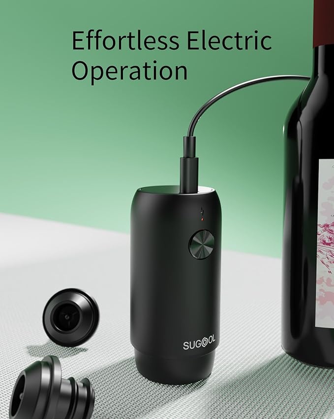 Wine Saver & Wine Vacuum Pump with 4 Reusable Wine Bottle Stoppers