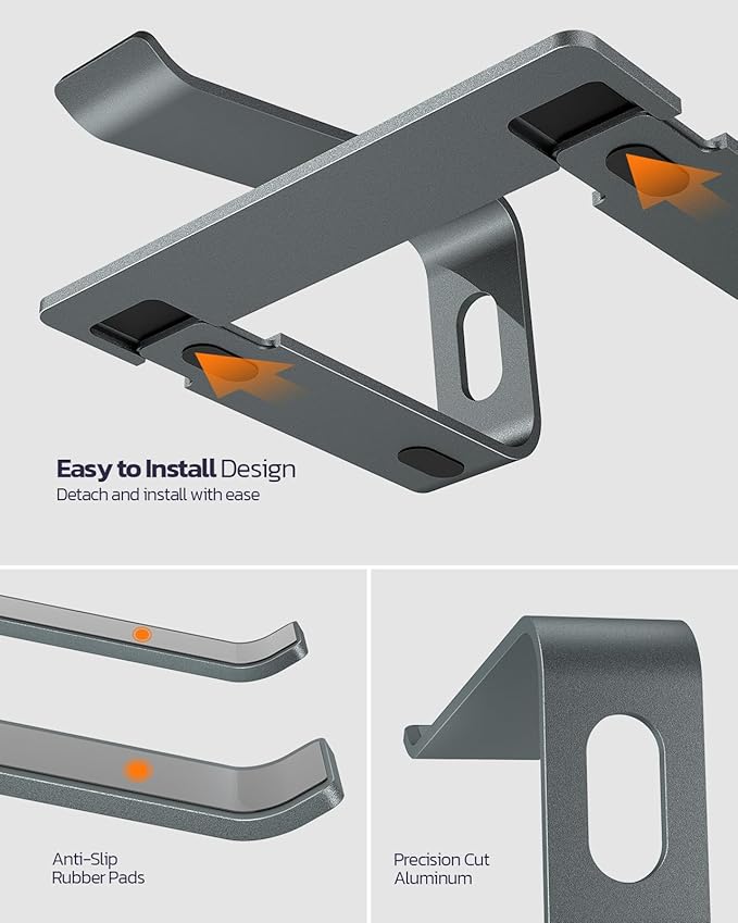 Nulaxy Fully Aluminum Detachable Laptop Stand, Ergonomic Ventilated Cooling Laptop Holder Computer Riser for Desk, Anti-Slip Design Notebook Stand Compatible with All 10-16" MacBook/Dell XPS/HP/Lenovo