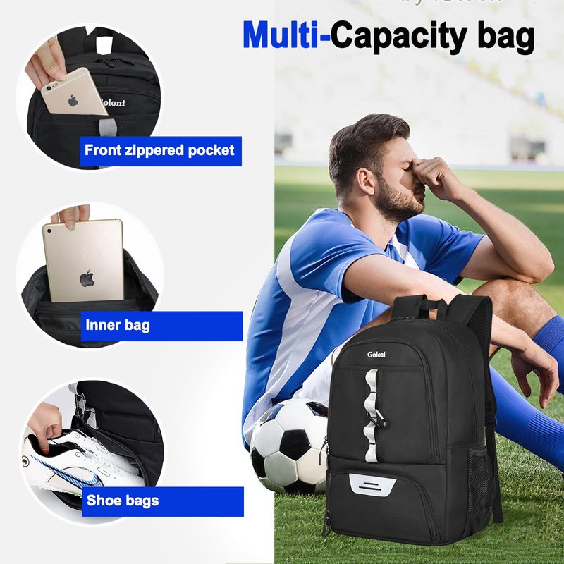 Goloni Youth Soccer Bag,Basketball Bag with Ball Compartment & Shoe Compartment,Backpack for Football Volleyball Basketball