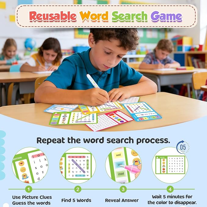 Sight Words Kindergarten Learning Activities: 160 Word Search Spelling Games - Reusable Water Coloring Flash Cards for Studying - Educational Travel Games for Road Trip 4-8 Year Olds
