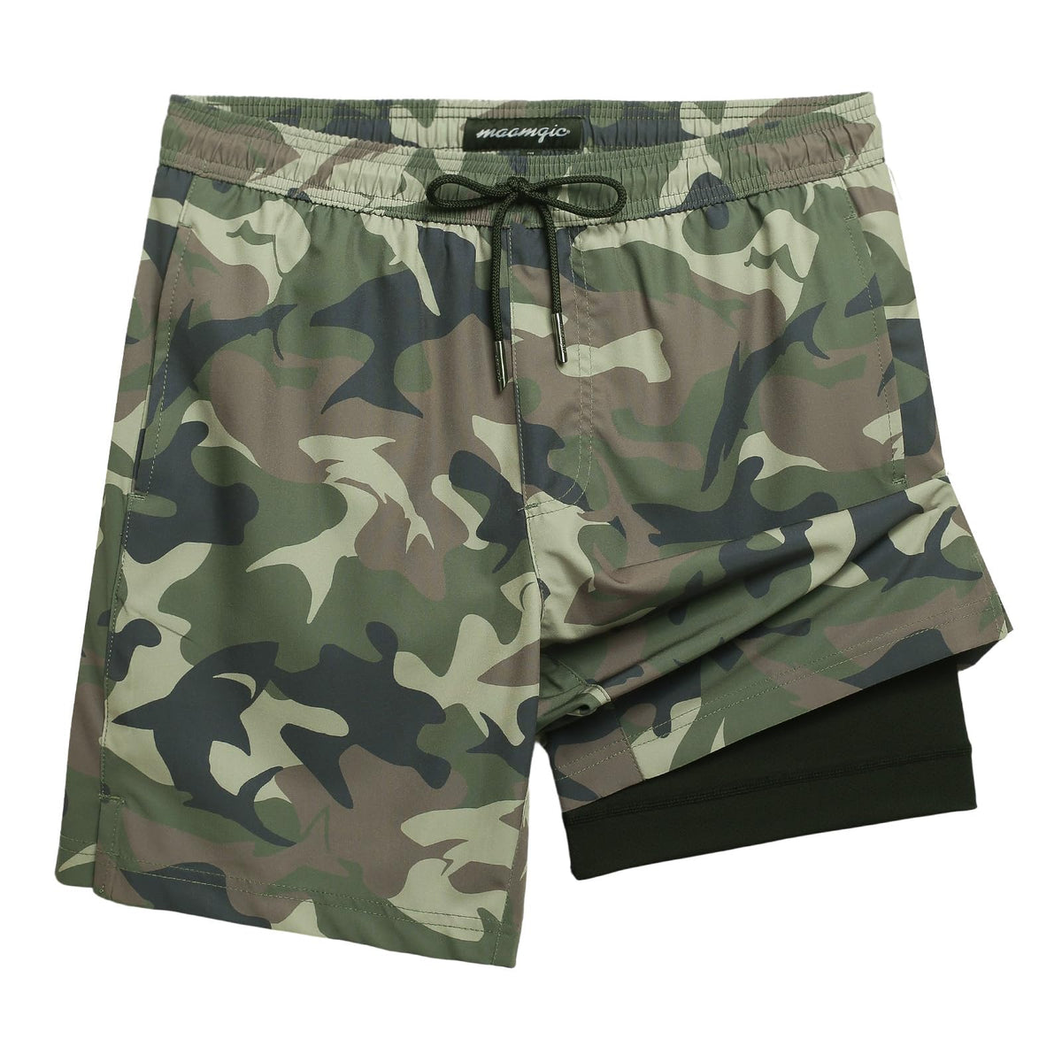 maamgic Mens Swim Trunks with Compression Liner 7 Inch Inseam Mens Bathing Suit Quick Dry Swimming Trunks Swimsuit Camo X-Large