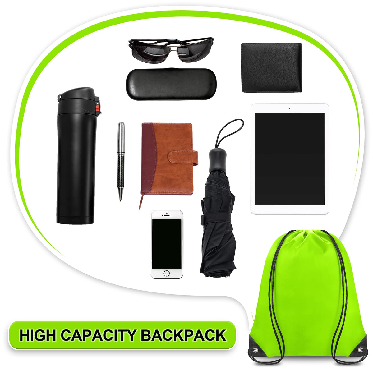 Grneric Drawstring Backpack Bulk 70Pcs String Backpack Drawstring Bags Cinch Bag Sackpack for Men Women Gym(Light Green)