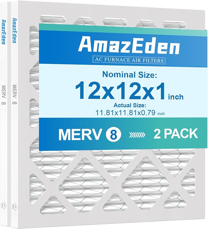 12x12x1 Air Filter 2 Pack HVAC AC Furnace Air Filter 12x12 Pleated Home Dust