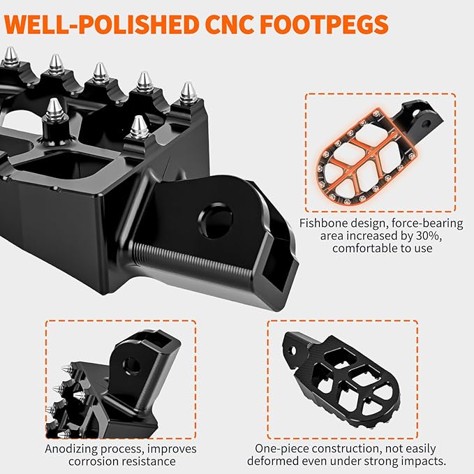Nilight Motorcycle Foot Pegs Dirt Bike Footpegs Fit for Surron Light Bee X/S E Ride Pro SS CRF150F CRF230F CRF250F X160 X260 KDX200 XR125L XR150L Heavy Duty CNC Foot Rests Pegs Pedal, Black