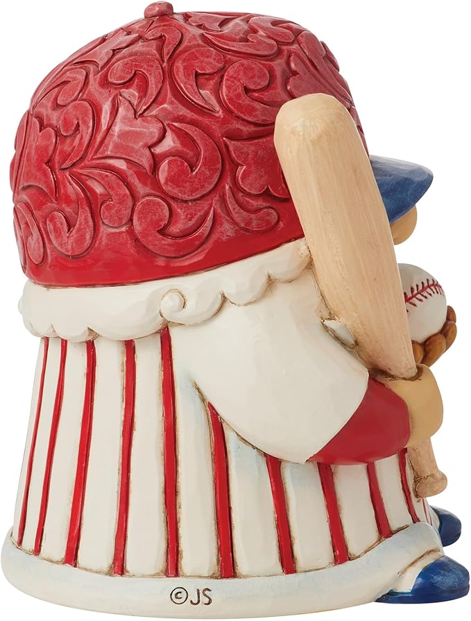 Enesco Jim Shore Heartwood Creek Athletes Baseball Player Batter Up Gnome Mini Figurine- Resin Hand Painted Crafted Collectible Decorative Figurines Home Decor Sculpture Shelf Statue Gift, 4 Inch