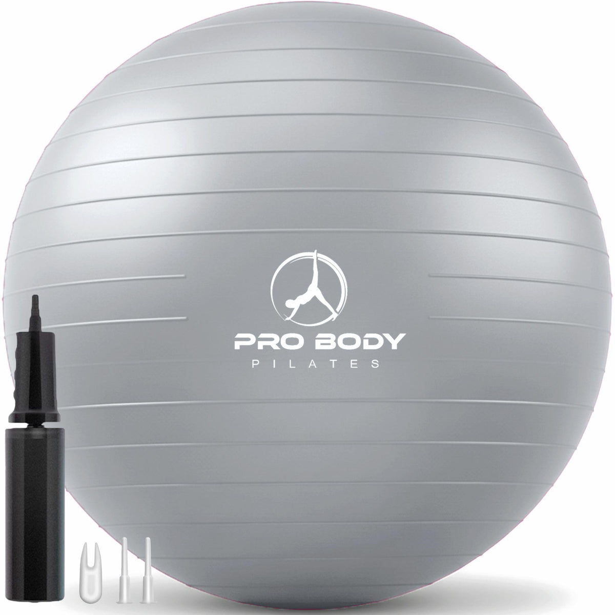 ProBody Pilates Exercise Ball - Multiple Sizes Gym Grade Balance Ball for Fitness, Yoga, Workout, Pregnancy & Physical Therapy (Silver, 85 cm)