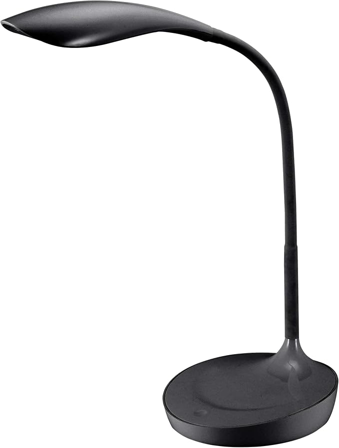 Bostitch Office KT-VLED1502-BLK Gooseneck LED Desk Lamp with USB Charging Port, Dimmable, Black