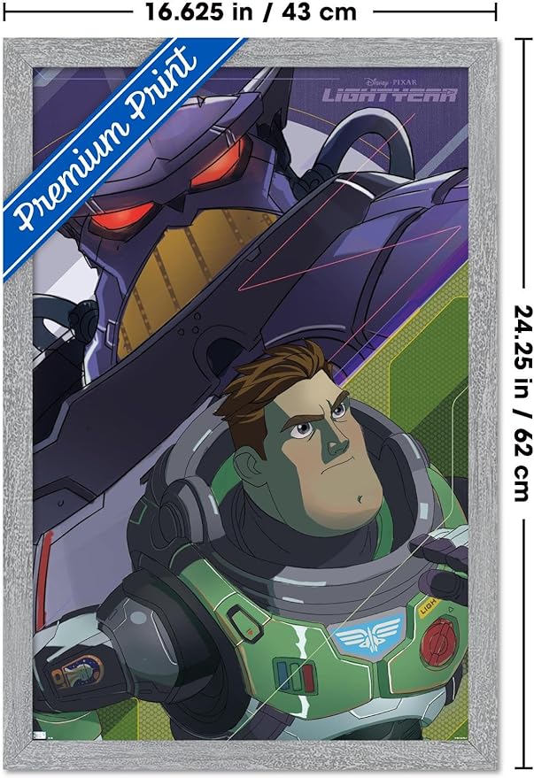 Trends International Disney Pixar Lightyear - Buzz and Zurg Wall Poster, 22.4L x 14.7W, Gray Framed Version