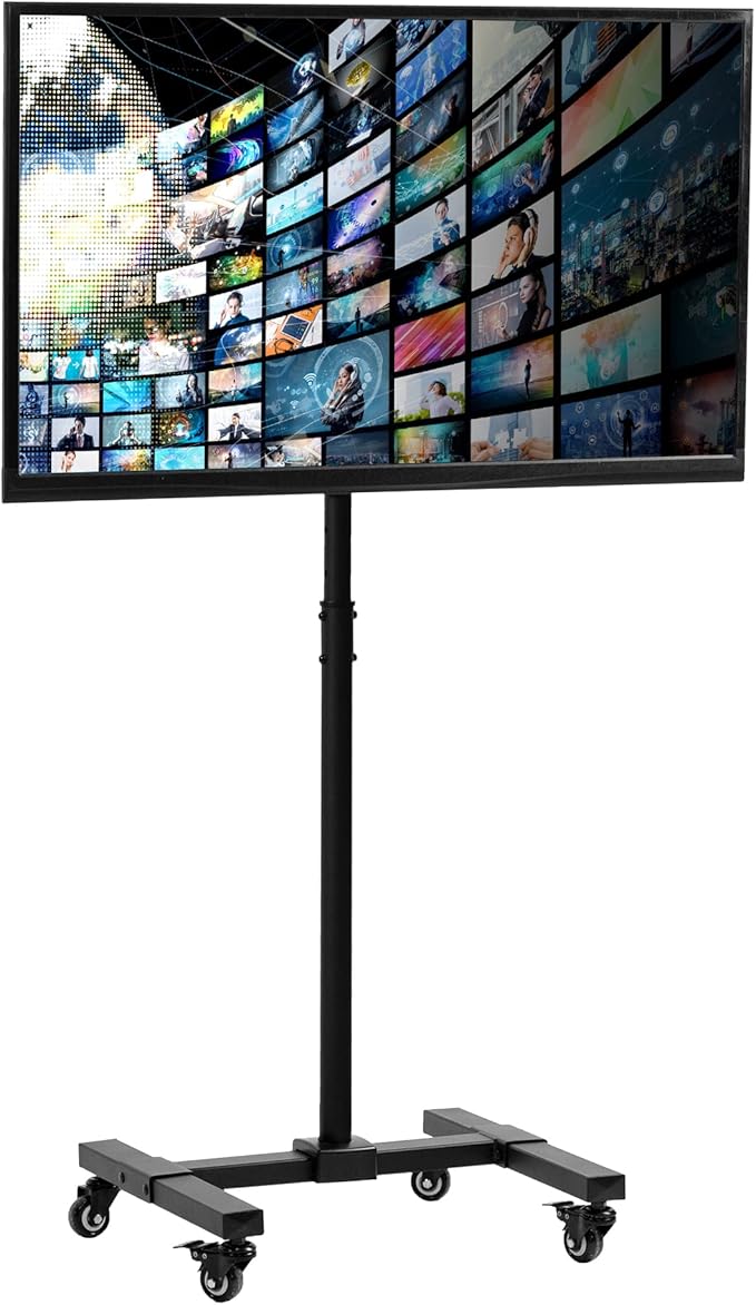 VIVO Mobile TV Display Stand for 13 to 42 inch LED LCD Flat Panel Screens, Rolling Floor Stand Height Adjustable Mount with Wheels STAND-TV07W
