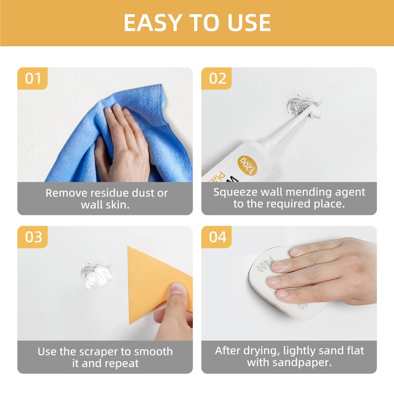 2pcs Drywall Repair Kit Hole Repair Patch Kits Wall Spackle Repair Paste Wall Mending Agent Quick Fix Solution for Home Wall, White Repair Putty Plaster Dent & Wood Scratch Repair