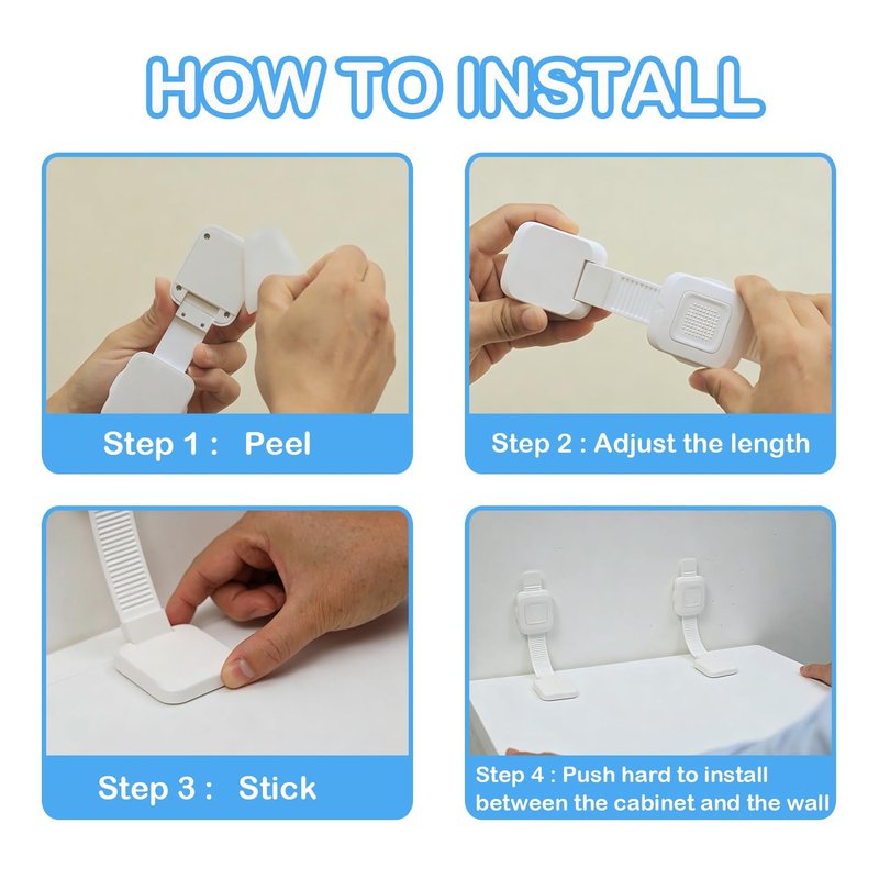 YEYA Upgraded No Drill Furniture Anchors for Baby Proofing, Anti-Tip Adjustable Straps, 4 Pack