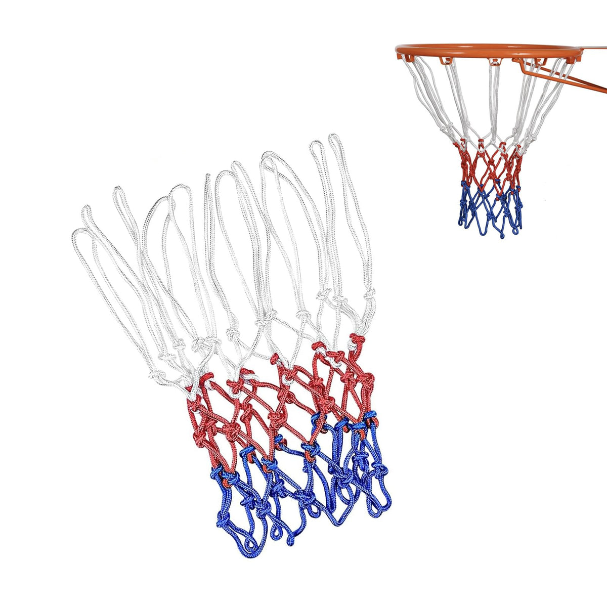 Basketball Net Replacement, Basketball Hoop Net, Basketball Net Outdoor Heavy Duty, Basketball Replacement Nets for Indoor Outdoor, All Weather Anti Whip, 12 Loops Standard Size
