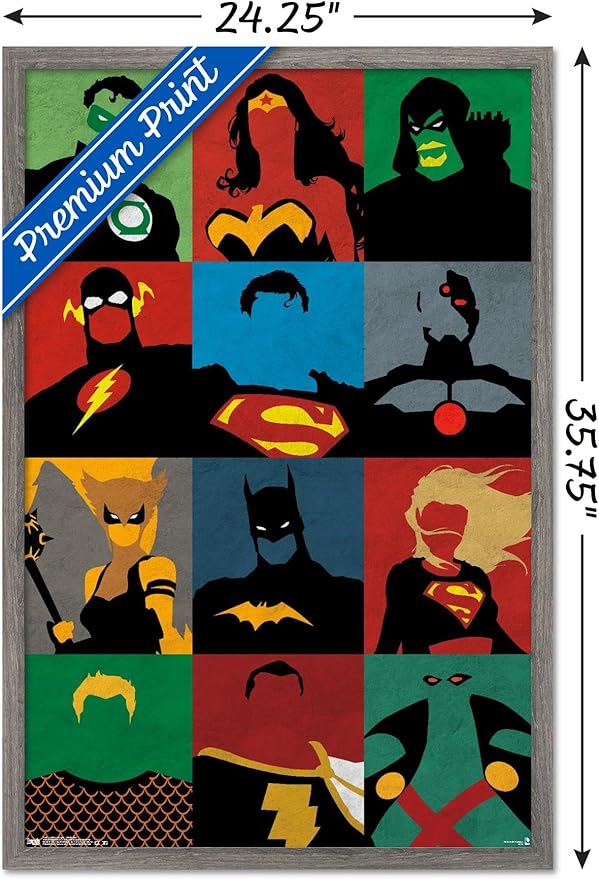 Trends International DC Comics - Justice League - Minimalist Wall Poster, 22.375" x 34", Barnwood Framed Version