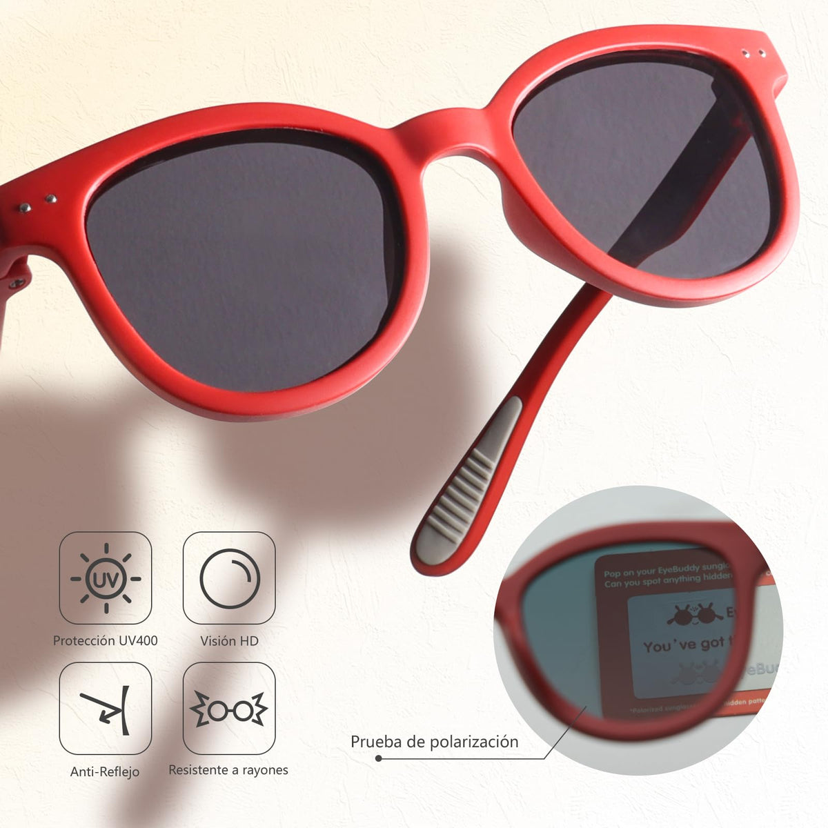 EYEBUDDY Kids Toddler Sunglasses Age 2-4/3-5 Boys Girls Polarized UV Protection Sun Glasses for Age 2-8