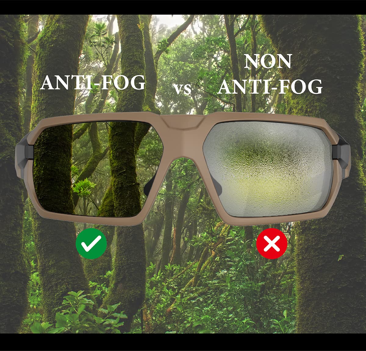 HTS HUNTERSKY Q37 Anti Fog Polarized Tactical Hunting Shooting Sunglasses ANSI Z87.1+ Military Grade Ballistic Impact Protection Eye Pro with Case Motorcycle Riding Driving Range Outdoors