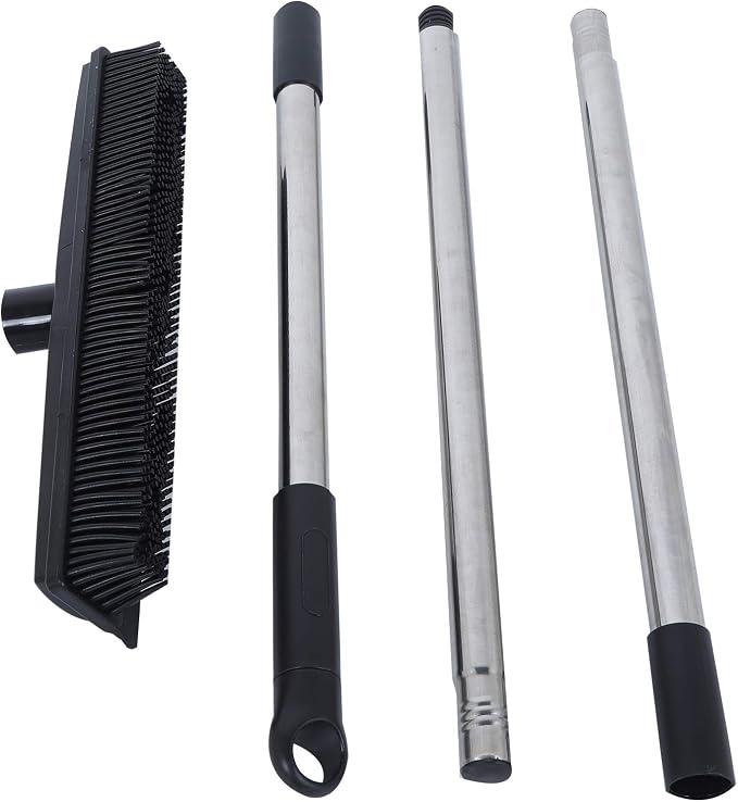 Multifunctional Broom, Telescopic Carpet Rake Rubber Pp 12.6in Brush Easy Wash