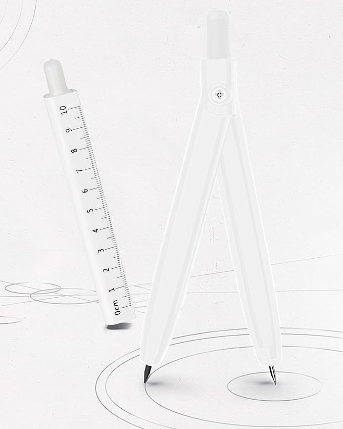 LABANCA 8 Pcs Compass Set with Protractor Rulers Pencil for Math Geometry (07734 White)