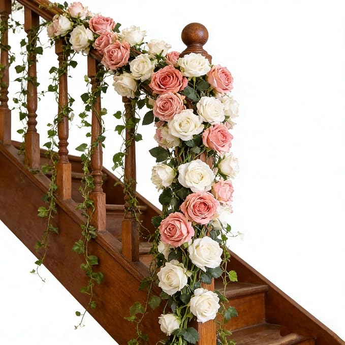 Kimura's Cabin 12pcs Pink Lifelike Artificial Roses Flowers with Stem Faux Silk Rose Bouquet Dried Roses Fake Flowers for Valentines Day Home Centerpiece Wedding Party DIY Decoration (Light Pink)