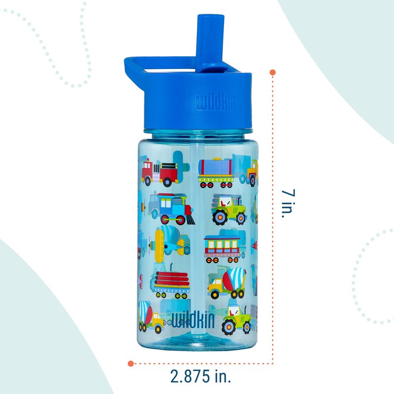 Wildkin Kids 16 oz Water Bottle for Boys – BPA-Free Tritan, Leak-Proof Lid, Reusable & Dishwasher Safe, Durable Kids Water Bottle for School, Sports & Travel, Ages 3 & Up – Trains, Planes & Trucks