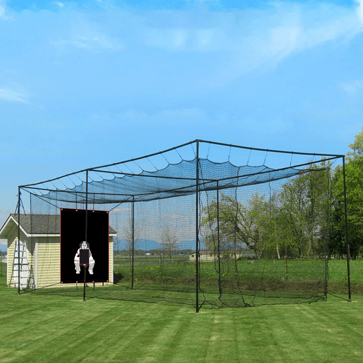 Supvision Batting Cage Backstop with Strike Zone Heavy Duty PVC Coated Oxford Fabric Vinyl Baseball Backstop with Catcher Softball Pitcher Training Equipment Aid (4 x 6 Ft-600D)