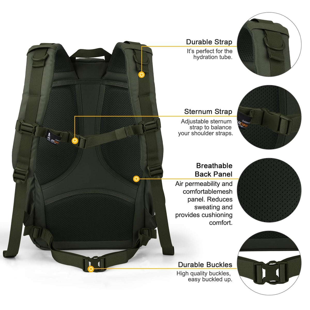 Mardingtop 28L Tactical Backpack for Men, Molle Military Rucksack Daypack with YKK zippers for Hiking Travel Camping