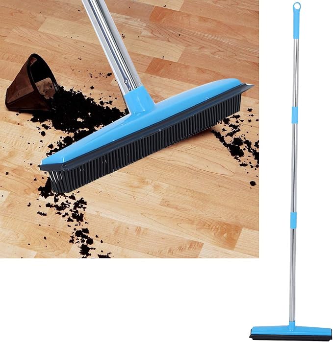 Multifunctional Broom, Telescopic Carpet Rake Rubber Pp 12.6in Brush Easy Wash