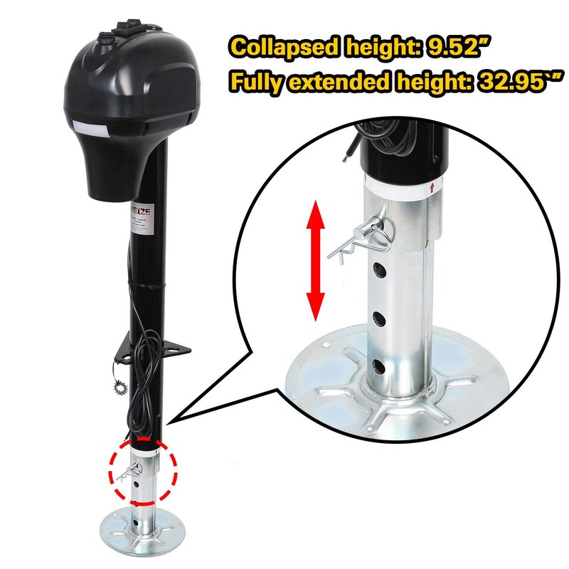 Weize Power Tongue Jack, 3500 Lb. Heavy Duty Electric Trailer Jack with Drop Leg, 23-5/8" Lift, 12V DC