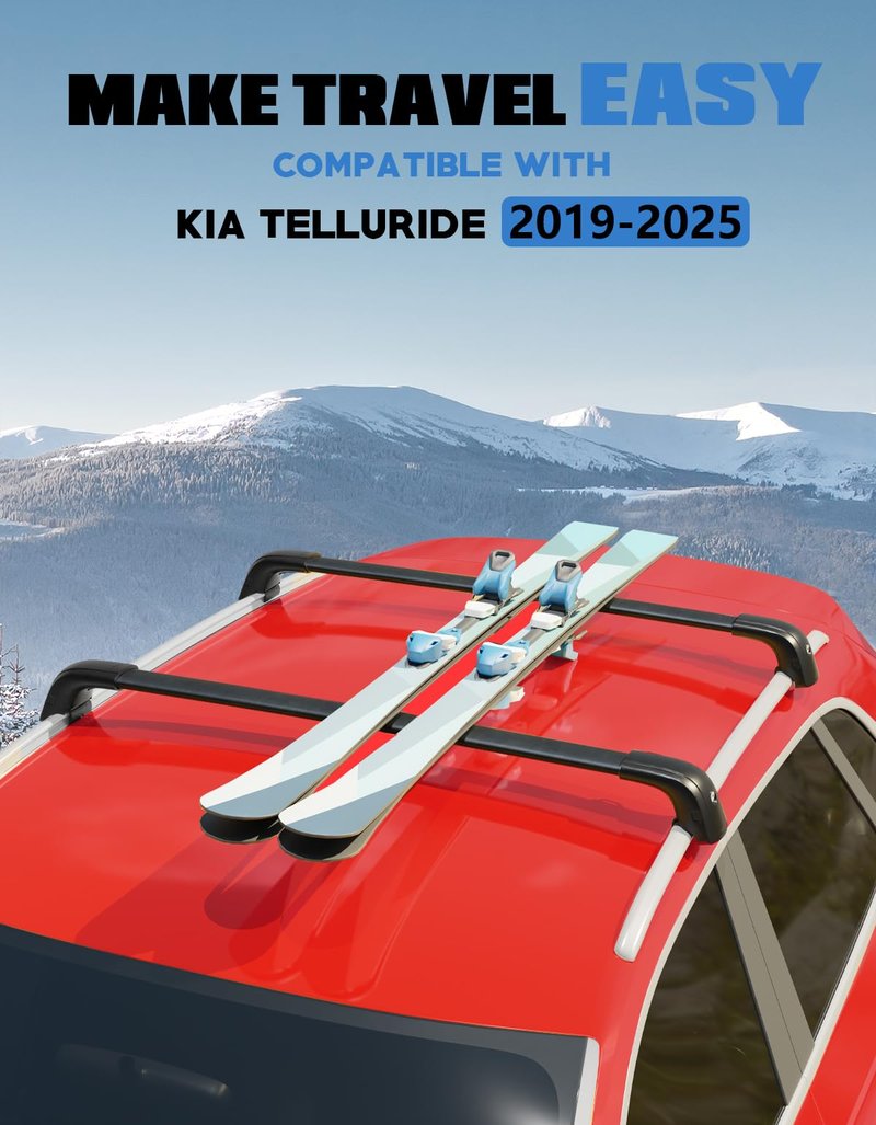 FengYu 300lbs Roof Rack Cross Bars Compatible with 2019-2026 KIA Telluride S SX SX-P EX Upgraded Crossbars, Lockable Heavy Duty Aluminum Roof Rails Cargo Bars (Not for LX, X-Line or X-Pro)