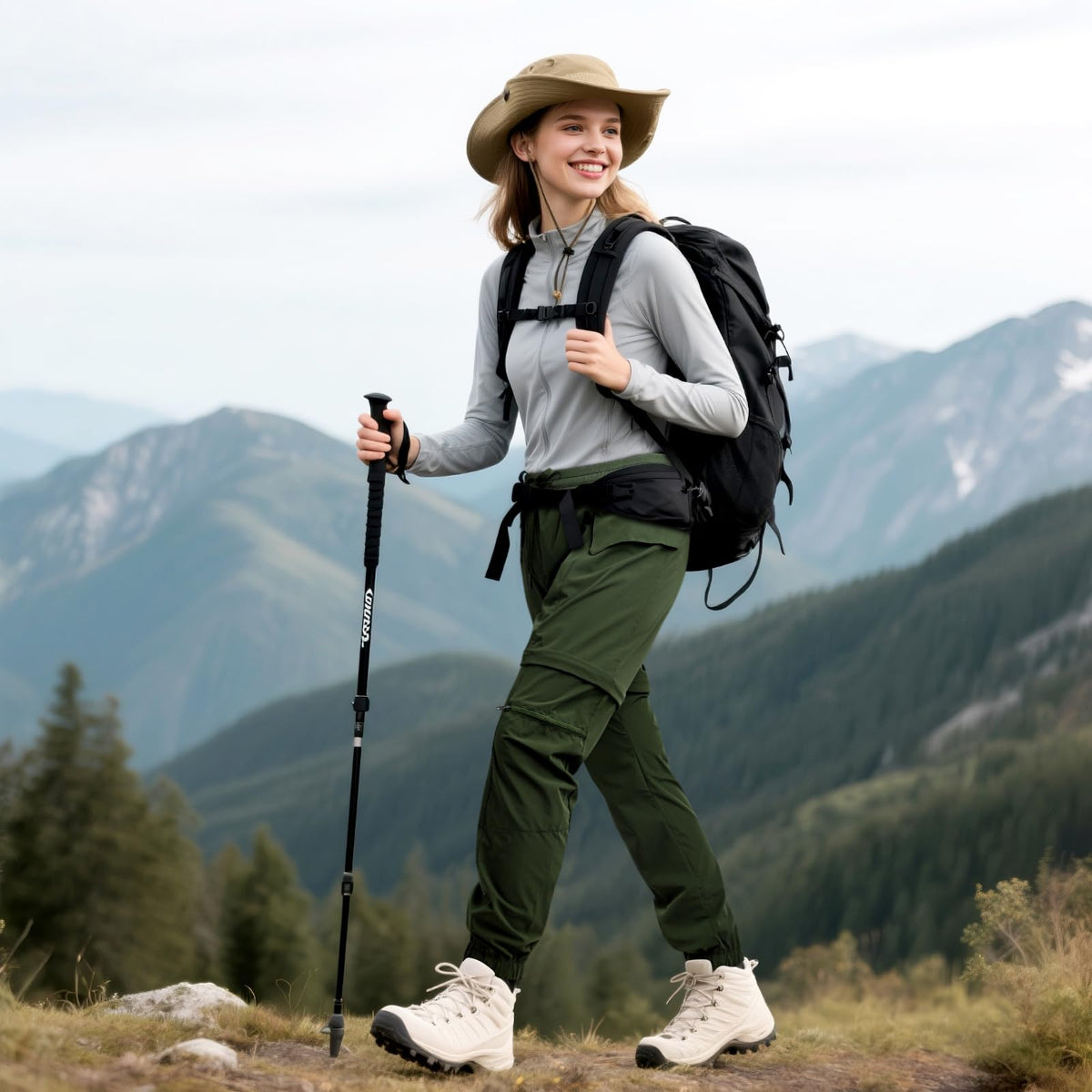 smawell Womens Hiking Pants Quick Dry Cargo Scrub Pants Women Joggers with Pockets Petite Army Green M