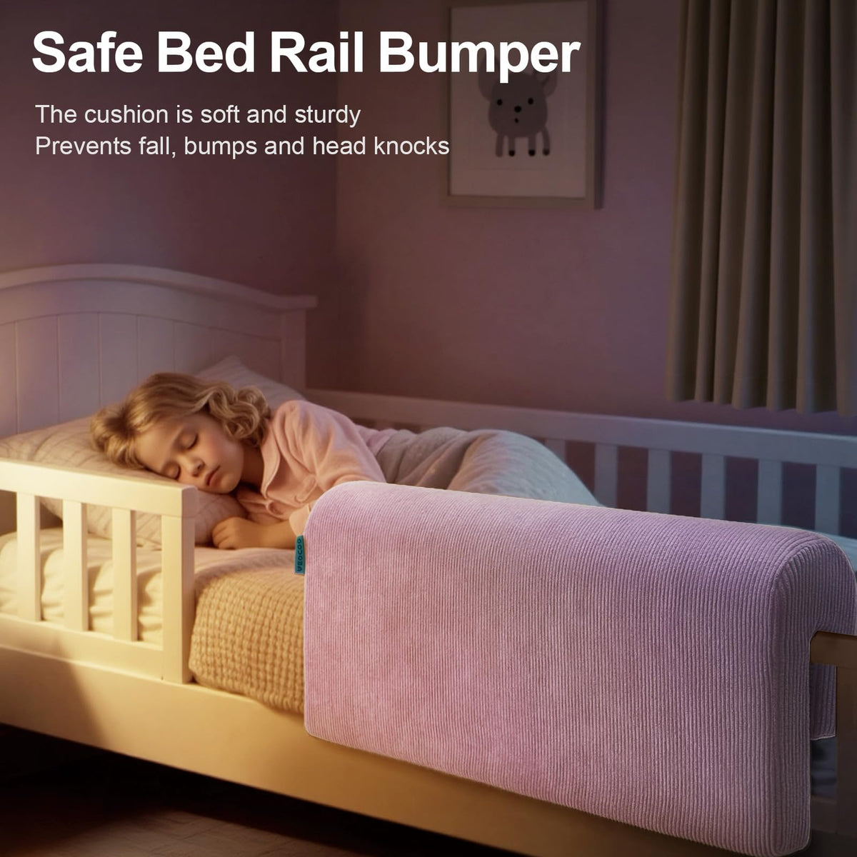 AEOCOO Bed Bumpers for Toddlers, Size 2.3 Ft, Toddler Bed Rail Bumper Protector for Loft Beds & Bunk Beds, Bed Rail Height Extender Bed Guardrail, Anti-Bump | Fall Prevention, Purple
