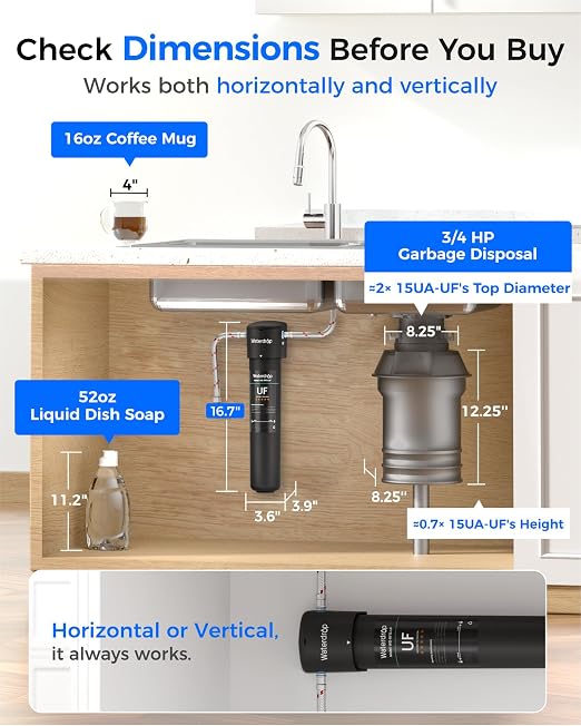 Waterdrop 15UA-UF 0.01 μm Ultra Filtration Under Sink Water Filter System