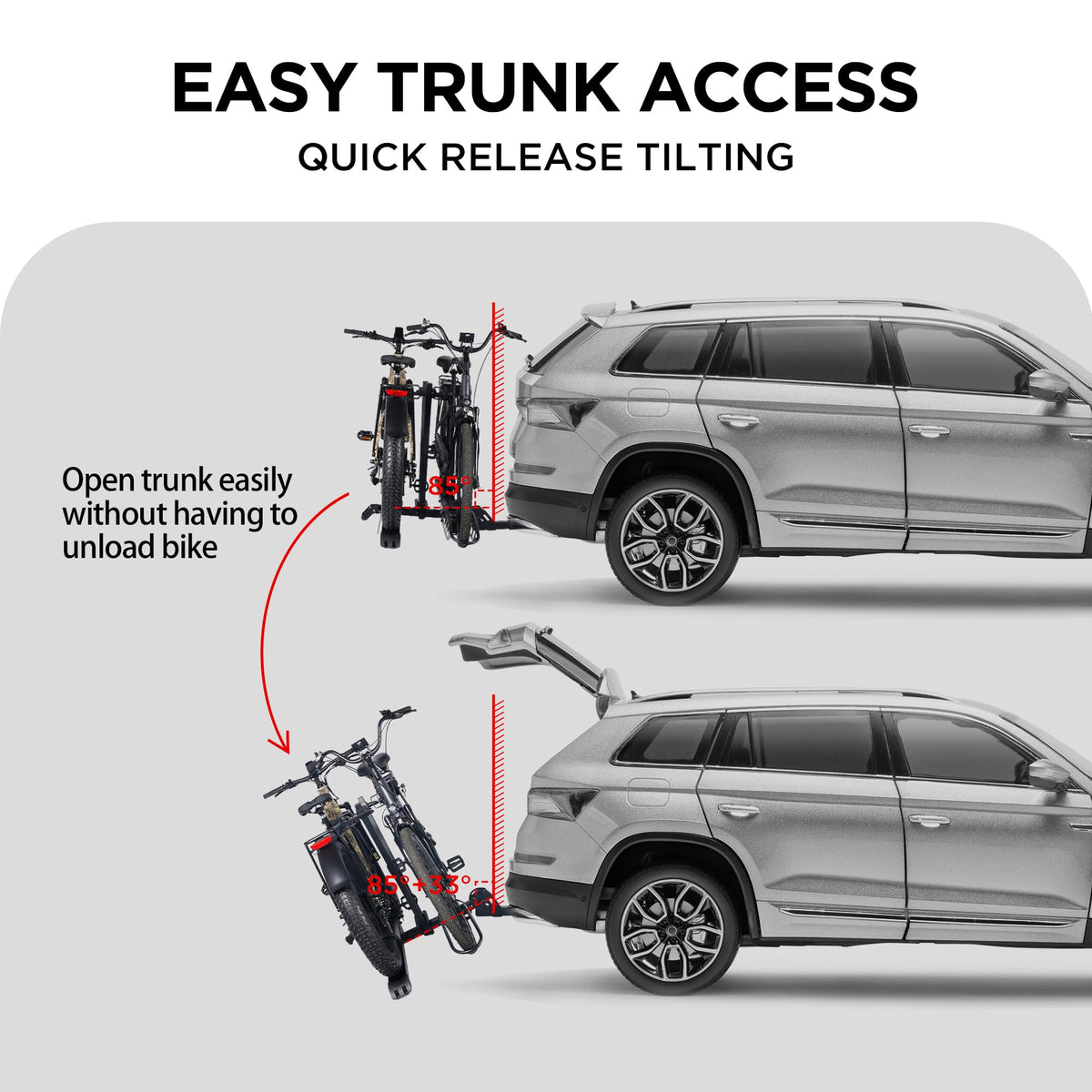 Young Hitch Mounted 2-Bike Rack with Two Posts for Standard, Mountain, Fat Tire Bikes, fit Car, SUV, Van, RV, Trailer, 200 lbs. Capacity