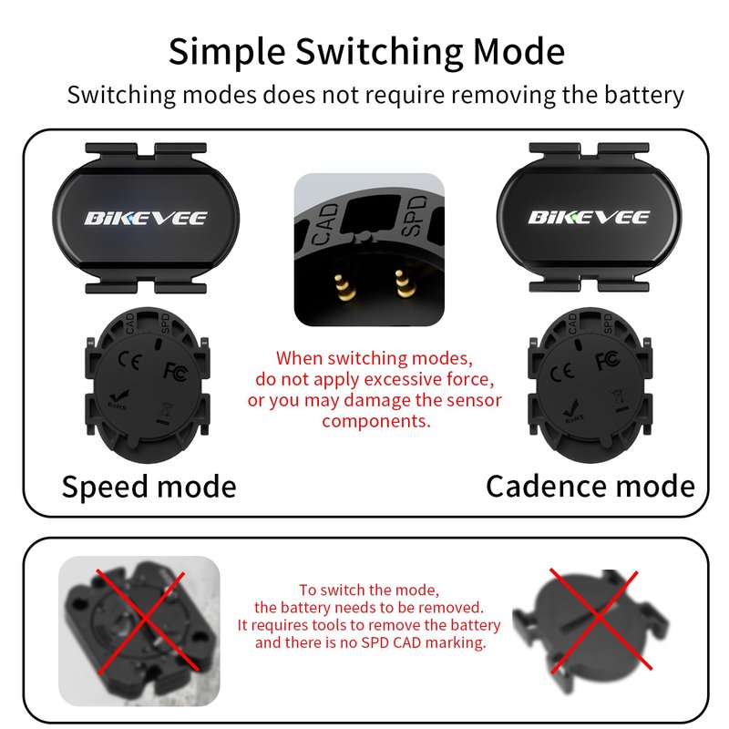 Bikevee Cadence & Speed Sensors 2-Pack for Cycling, Wireless Bluetooth & ANT+ RPM Sensors for Road, Spin & Indoor Bikes, Compatible with Zwift