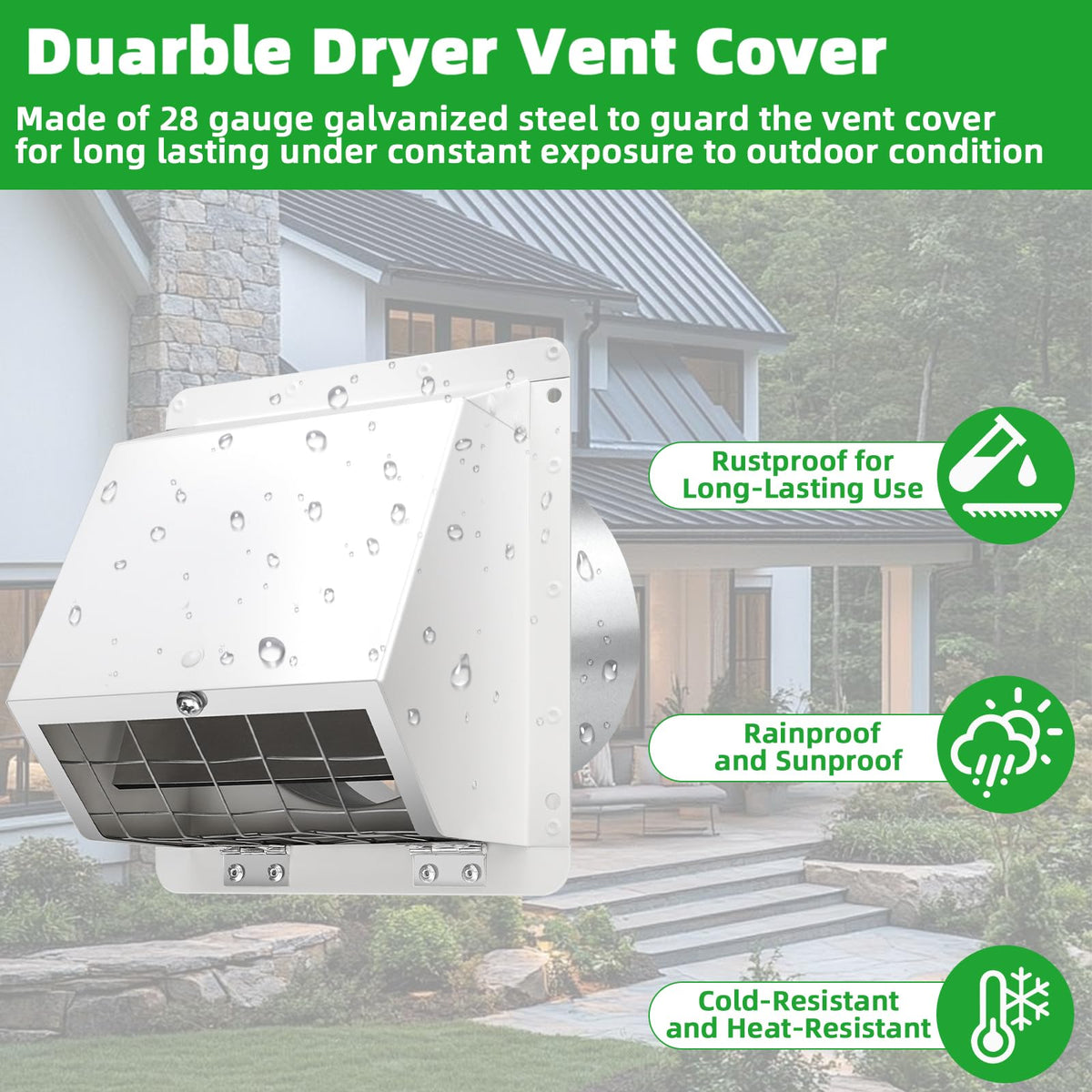 4 Inch Dryer Vent Cover Outside with Mesh, Wall Vent Exhaust Vent Cover Wall Mount Extractor Vent with Flap, Exterior Vent Cover Cap Outdoor Dryer Vent Cover for Dryer Ducting House AC,White