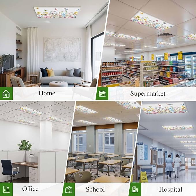 Fluorescent Light Covers for Ceiling Lights Spring Flowers Magnetic Light