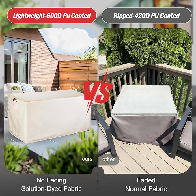 Youlvy Fire Pit Cover Rectangular 56 Inch - Waterproof Outdoor Fire Table Cover Rectangle Heavy Duty, 600D Patio Propane Gas Firepit Cover Rectangular Tear Weather Resistant - 56 x 25 x 14 Inch Beige