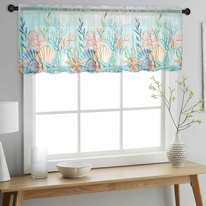 Summer Beach Sheer Valance Curtains