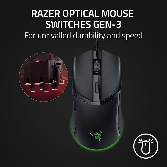 Razer Cobra Wired Gaming Mouse: 58g Lightweight Design - Gen-3 Optical Switches - Chroma RGB Lighting with Underglow - Precise 8500 DPI Optical Sensor - 100% PTFE Mouse Feet - Speedflex Cable - Black