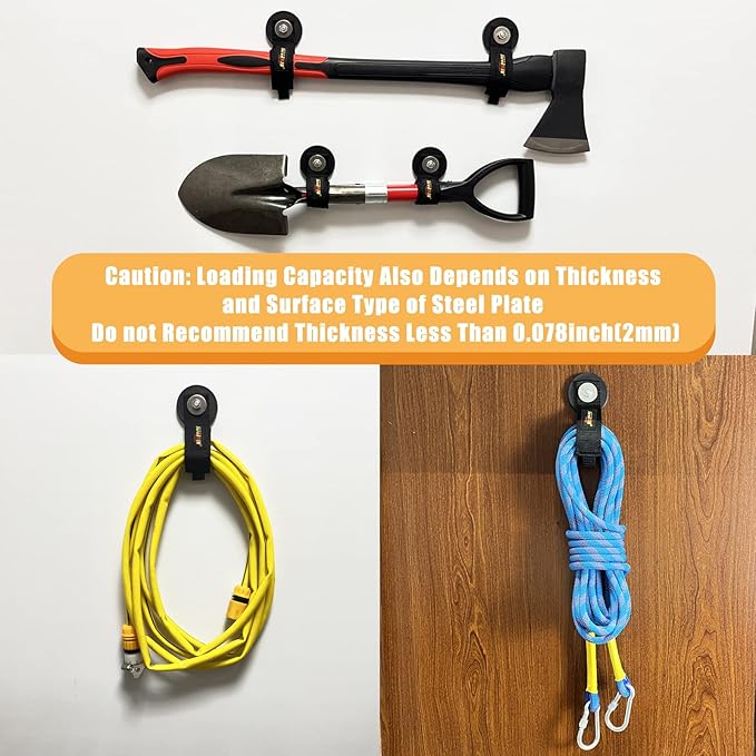 Heavy Duty Magnetic Hook, Magnetic Tool Holder, Magnetic Garage Hooks, Extension Cord Strap for Cable, Rope, Wire Storage in Garage,Workshop,RV,Pick-up(Dia.1.69" Magnet * 4Pcs)