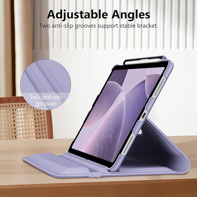 Fintie Rotating Case for iPad Pro 11-inch (M5) 2025 / (M4) 2024 - [Built-in Pencil Holder] 360 Degree Swiveling Smart Stand Protective Cover, Auto Sleep/Wake, Lilac Purple