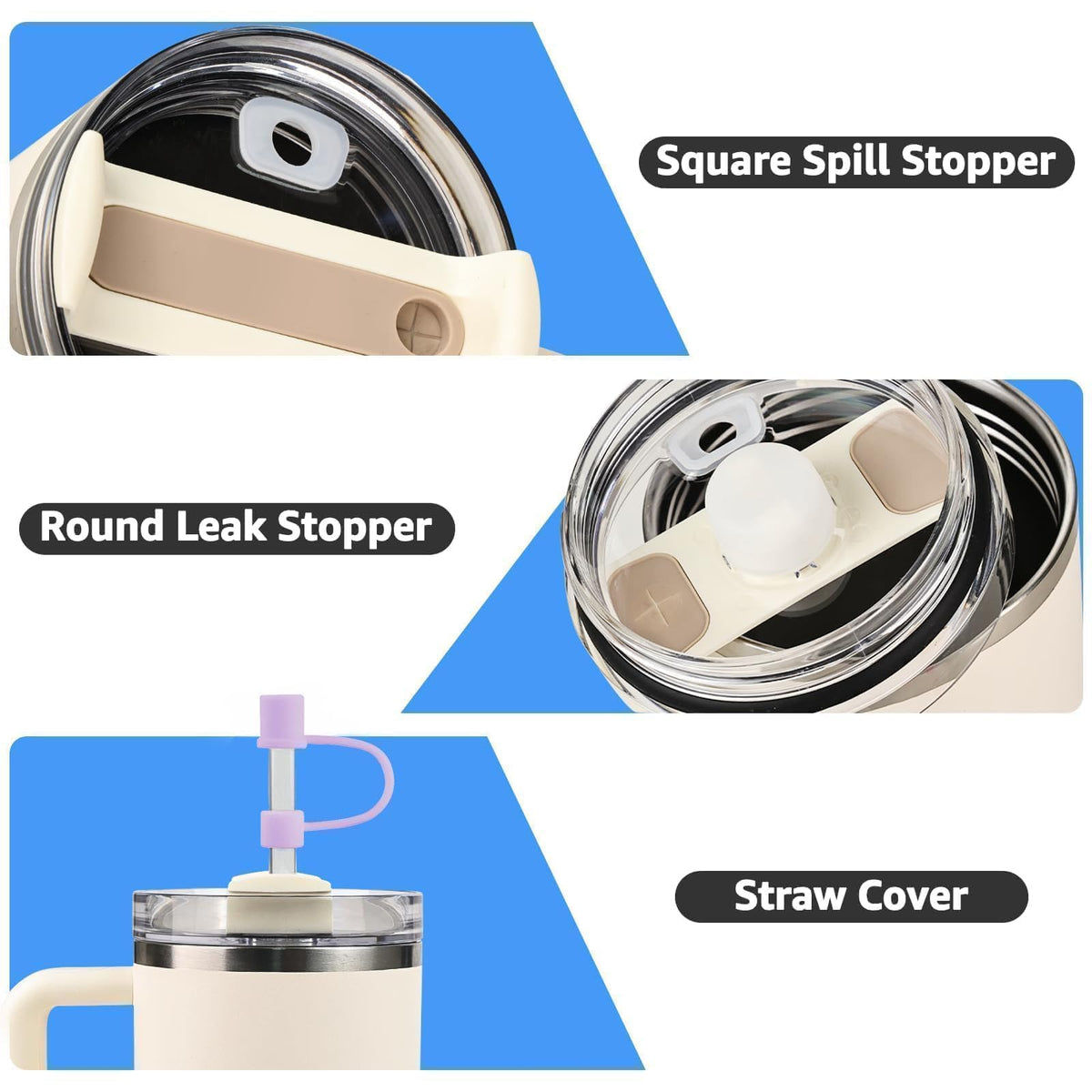 MOLOSLEEVE 1 Pack Straw Toppers for Stanley 30oz|40oz, Light Purple