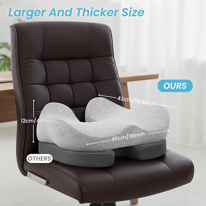 Memory Foam Seat Cushion，Ergonomic Office Chair Cushion，Coccyx Cushion for Tailbone Pain Relief Butt Pillow for Long Sitting，Suitable for Gaming Chair Car Seat Wheelchair