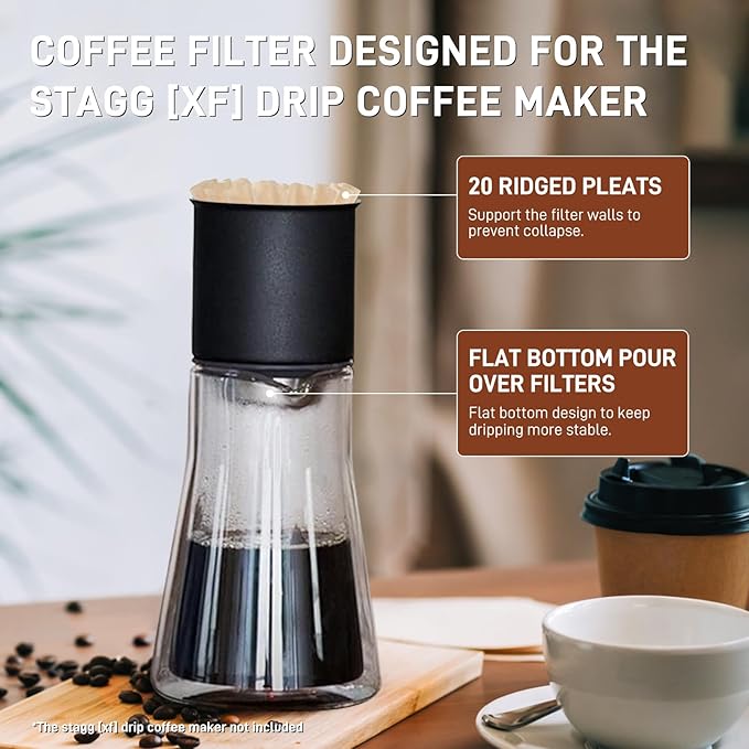 200 Pack Stagg [XF] Pour Over Coffee Paper Filters (Brown)