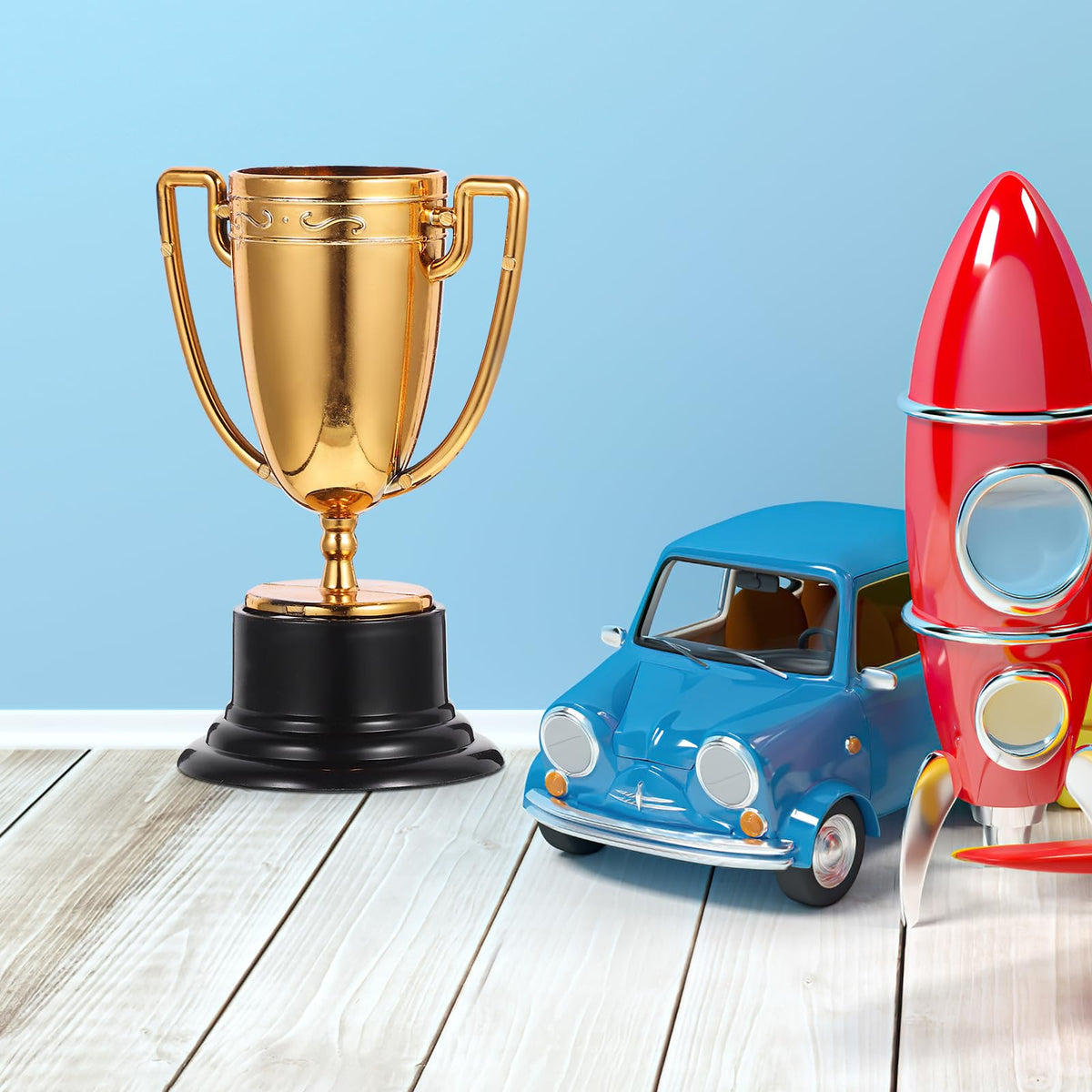 JOINPAYA 3pcs Mini Plastic Trophies Cup: Awards Gold Trophy Shiny Golden Winner Medals Small Bulk Award School Rewards Sport Tournament Prize