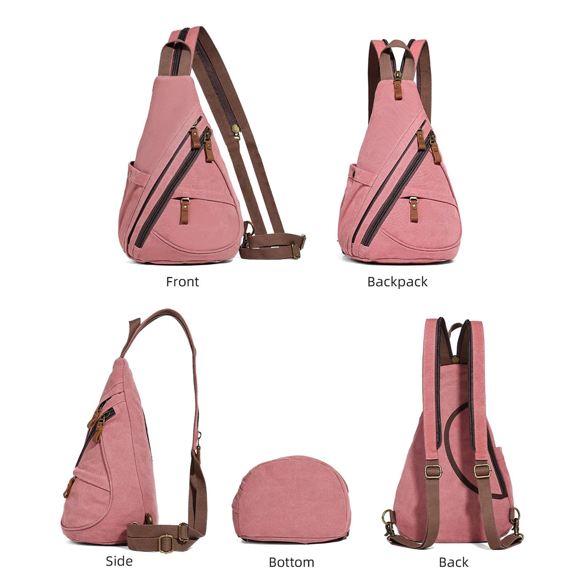 KL928 Canvas Sling Bag - Small Crossbody Backpack Shoulder Casual Daypack Rucksack for Men Women(Large Version, Rust Red)