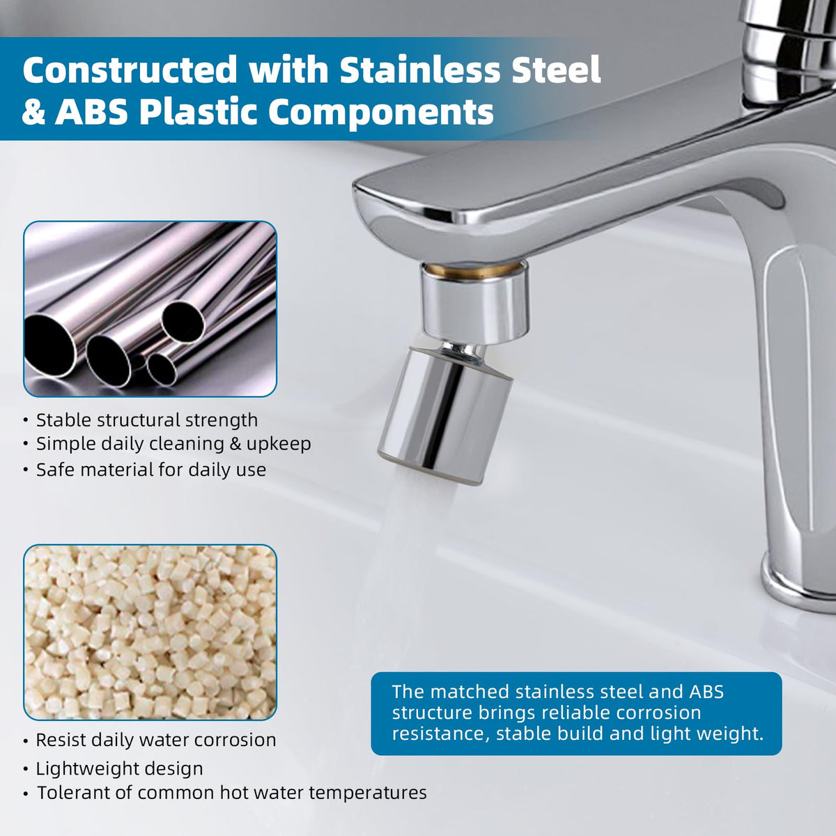 Hibbent NSF/ANSI/CAN 61 Certified Faucet Aerator, CUPC Certification 360° Twist Kitchen Sink Aerator, Dual-function Sink Sprayer Attachment, Faucet Replacement Part 55/64'' Female Thread, Chrome